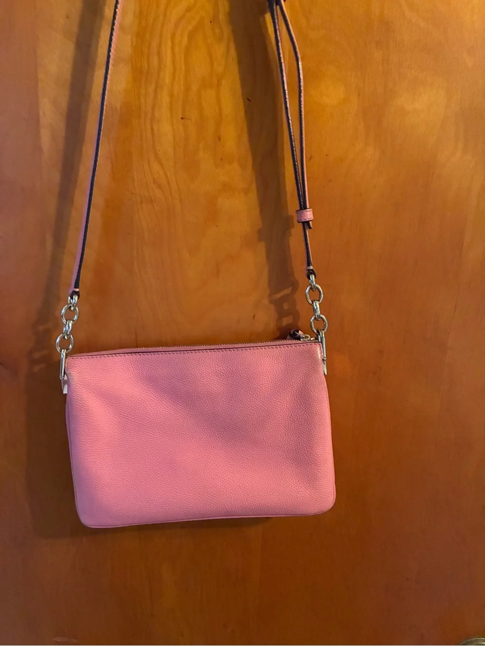kate spade Pink Leather Crossbody with Chain Accents